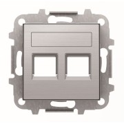 2CLA851820A1401 Накладка для 2-х суппортов/разъёмов типа 2017... и/или 2018..., со шторками и полем для надписи, серия SKY, цвет нержавеющая сталь