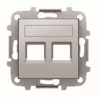 2CLA851820A1401 Накладка для 2-х суппортов/разъёмов типа 2017... и/или 2018..., со шторками и полем для надписи, серия SKY, цвет нержавеющая сталь