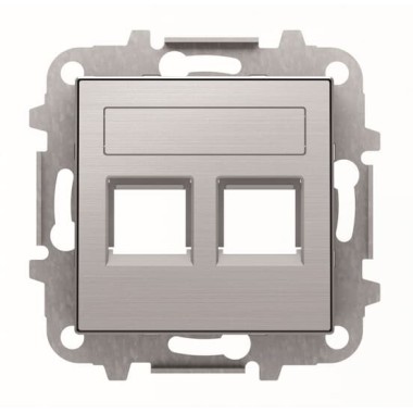2CLA851820A1401 Накладка для 2-х суппортов/разъёмов типа 2017... и/или 2018..., со шторками и полем для надписи, серия SKY, цвет нержавеющая сталь 2CLA851820A1401 Накладка для 2-х суппортов/разъёмов типа 2017... и/или 2018..., со шторками и полем для надписи, серия SKY, цвет нержавеющая сталь