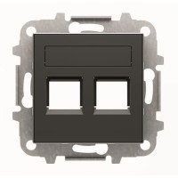 2CLA851820A1501 Накладка для 2-х суппортов/разъёмов типа 2017... и/или 2018..., со шторками и полем для надписи, серия SKY, цвет чёрный барх.