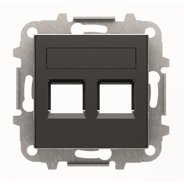 2CLA851820A1501 Накладка для 2-х суппортов/разъёмов типа 2017... и/или 2018..., со шторками и полем для надписи, серия SKY, цвет чёрный барх. 2CLA851820A1501 Накладка для 2-х суппортов/разъёмов типа 2017... и/или 2018..., со шторками и полем для надписи, серия SKY, цвет чёрный барх.