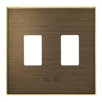 2CLA858530A1201 Накладка для механизма 2хUSB зарядного устройства, серия SKY, цвет античная латунь