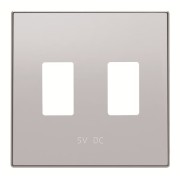 2CLA858530A1301 Накладка для механизма 2хUSB зарядного устройства, серия SKY, цвет серебристый алюминий
