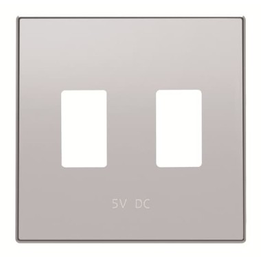 2CLA858530A1301 Накладка для механизма 2хUSB зарядного устройства, серия SKY, цвет серебристый алюминий