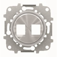 2CLA861820A1401 Накладка для 2-х суппортов/разъёмов типа 2017... или 2018..., со стальным суппортом, серия SKY Moon, кольцо хром
