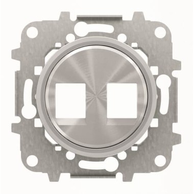 2CLA861820A1401 Накладка для 2-х суппортов/разъёмов типа 2017... или 2018..., со стальным суппортом, серия SKY Moon, кольцо хром