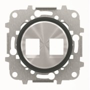 2CLA861820A1501 Накладка для 2-х суппортов/разъёмов типа 2017... или 2018..., со стальным суппортом, серия SKY Moon, кольцо чёрное стекло