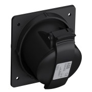 2CMA100546R1000 Розетка панельная с угловым минимальным фланцем 232RAM6B, 32A, 2P+E, IP44, 6ч, черный, для шоу-бизнеса