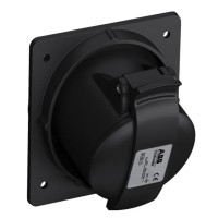 2CMA100547R1000 Розетка панельная с угловым минимальным фланцем 332RAM6B, 32A, 3P+E, IP44, 6ч, черный, для шоу-бизнеса