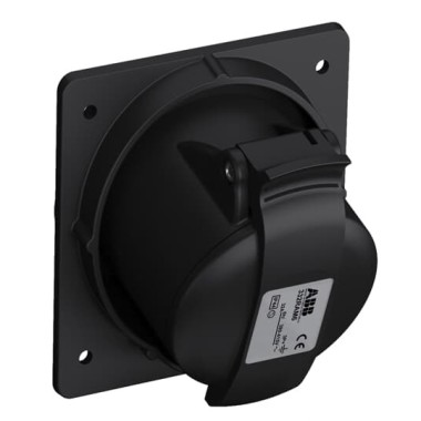 2CMA100547R1000 Розетка панельная с угловым минимальным фланцем 332RAM6B, 32A, 3P+E, IP44, 6ч, черный, для шоу-бизнеса