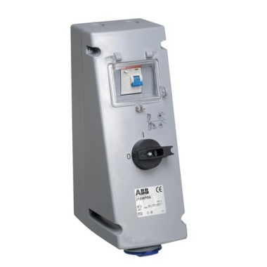 2CMA167756R1000 Розетка с рубильником, механической блокировкой и УЗО 216MPR6, 16А, 2Р+Е, IP44, 6ч