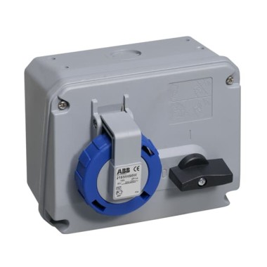 2CMA167801R1000 Розетка с выключателем и механической блокировкой 216MHS6W, 16A, 2P+E, IP67, 6ч