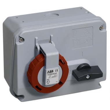 2CMA167853R1000 Розетка с выключателем и механической блокировкой 332MHS3W, 32A, 3P+E, IP67, 3ч