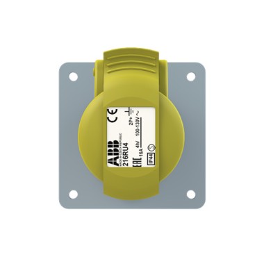 2CMA193169R1000 Розетка панельная с прямым унифицированным фланцем 216RU4, 16A, 2P+E, IP44, 4ч