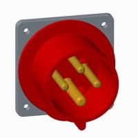 2CMA193442R1000 Вилка панельная с прямым фланцем 332BU6, 32A, 3P+E, IP44, 6ч