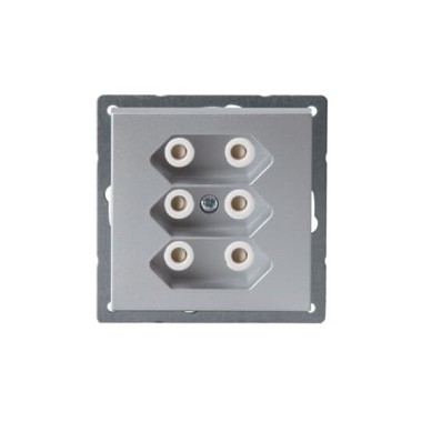 2TKA00000451 Розетка 3*EuroSocket 6А 230В, без заземления, алюминий