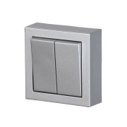 2TKA00001845 Переключатель двухклавишный, накладного монтажа, Impressivo, алюминий