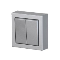 2TKA00001845 Переключатель двухклавишный, накладного монтажа, Impressivo, алюминий