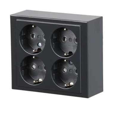 2TKA00001614 Розетка накладного монтажа, Schuko 4 поста, Impressivo, антрацит 2TKA00001614 Розетка накладного монтажа, Schuko 4 поста, Impressivo, антрацит