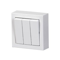 2TKA00001849 Выключатель трехклавишный, накладного монтажа, Impressivo, белый