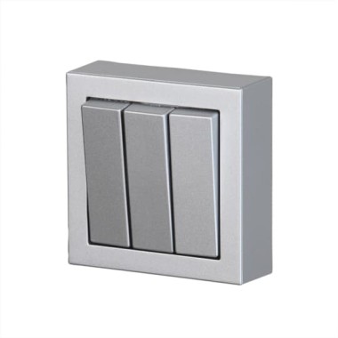 2TKA00001851 Выключатель трехклавишный, накладного монтажа, Impressivo, алюминий 2TKA00001851 Выключатель трехклавишный, накладного монтажа, Impressivo, алюминий