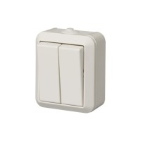 2TKA000165G1 Выключатель 2-клавишный, 1-полюсный, 16А/230В (схема 2), серия Jussi, белый, поверхностный монтаж, IP44