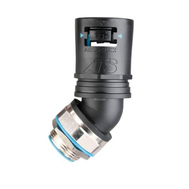 7TCA296170R0637 Фитинг AT42/M40/S45/BLB, 45°, РА66/никел.латунь/эласт., черный/голубой, резьба M40, d42, 2 шт. в пачке