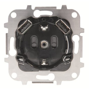 2CLA818830A1001 Механизм розетки SCHUKO с 2-мя USB ЗУ, 5В, 2000 мА, серия SKY