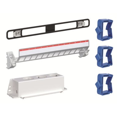 2CPX038146R9999 Набор для мультимедиа ZE339 (держатель с двумя пластиковыми клипсами, патч-панель на 12 модулей Keystone, тройная розетка, три держателя кабеля)